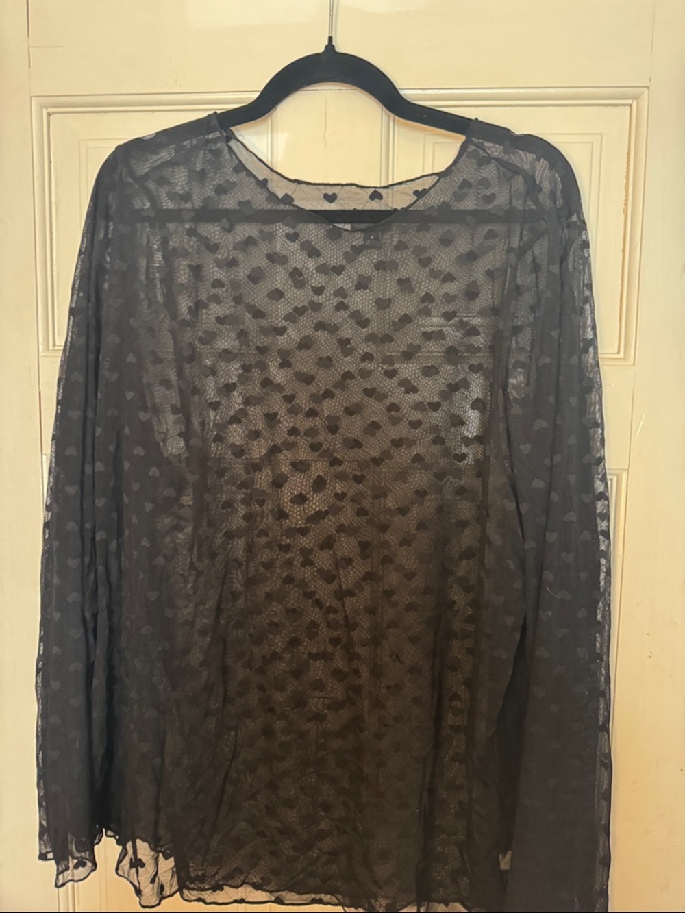 torrid Black Sheer Lace Heart Long Sleeve Top